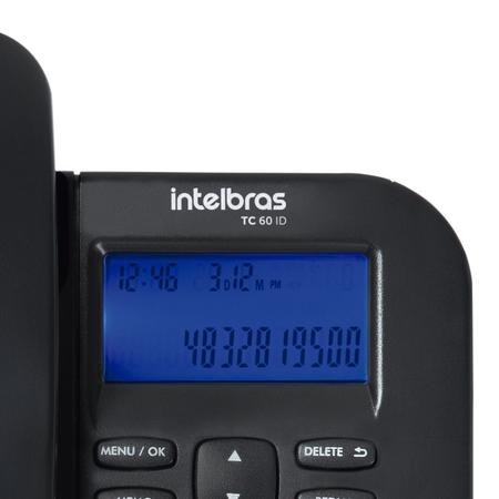 Imagem de Telefone Fixo Com Fio Intelbras Tc60 Viva-voz Identificador Chamadas Bina - Preto 