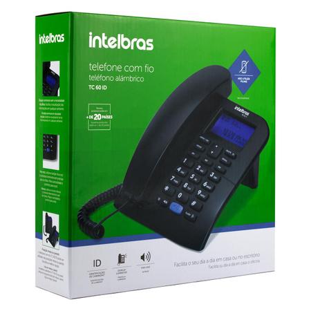 Imagem de Telefone Fixo Com Fio Intelbras Tc60 Viva-voz Identificador Chamadas Bina - Preto 