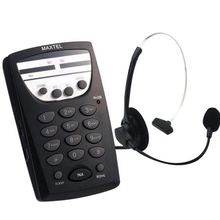 Telefone Headset Para Telemarketing Maxtel Mt-108 Preto Imagem de Telefone Headset Para Telemarketing Maxtel Mt-108 Preto