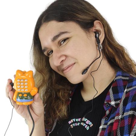Telefone Mesa Gato C Headset Microfone Flexivel Decoraçao enfeite Desenho  Animado-Ralos e Torneiras