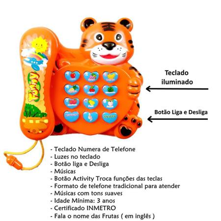Imagem de Telefone Musical De Tigre Bebê Brinquedo Piano Infantil