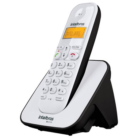 Imagem de Telefone Sem Fio Com Identificador TS 3110 Branco e Preto Intelbras