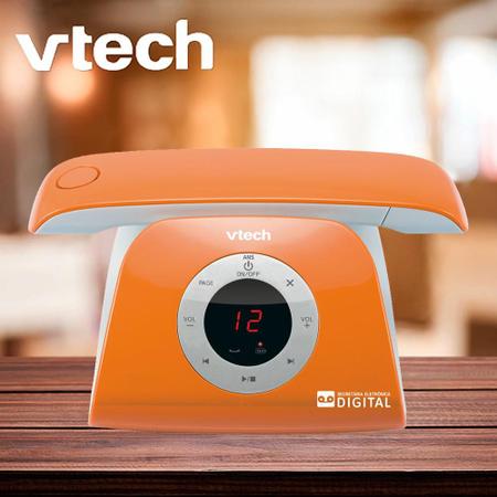 Imagem de Telefone Vtech Retrô Phone Sem Fio Digital Id. Chamadas Viva-Voz Sec. Eletrônica Laranja