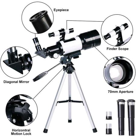 Imagem de Telescópio Astronômico Terrestre Lunar Refrator Luneta Barlow Microscópio Visão Noturna Objetiva Longo Alcance Pedestal