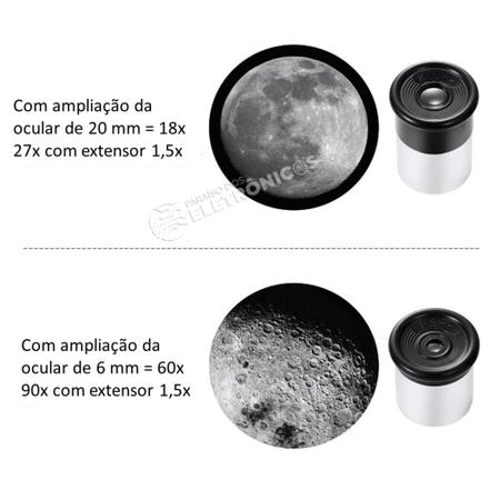 Imagem de Telescópio + Tripé Astronômico Refrator Luneta Zoom Até 90x Fácil de Montar F36060