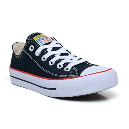 Tênis Feminino Old Star Super Confortável Cano Baixo Preto All Star