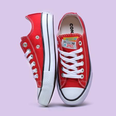 Tênis Converse All Star Branco Lona Feminino e Masculino sola baixa