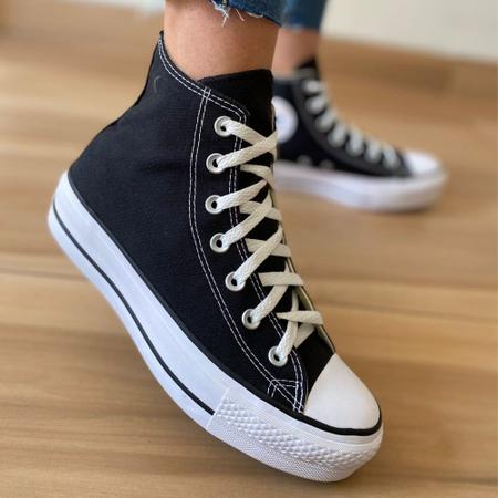 All Star Converse Preto Plataforma Cano Alto