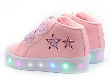 Imagem de Tênis Bota botinha LED Luz estrela rosa Infantil feminino