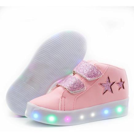 Imagem de Tênis Bota botinha LED Luz estrela rosa Infantil feminino