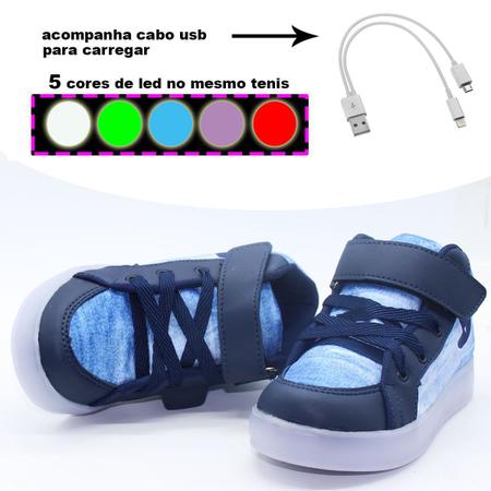 Tenis Botinha Led Luz Recarregavel infantil Masculino crian a Star