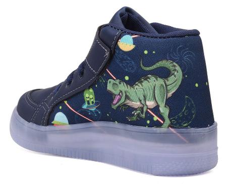 Imagem de Tenis Botinha Masculino De Led Com Calce Facil Infantil Dinossauro  DIversão Luzinha + Mochila