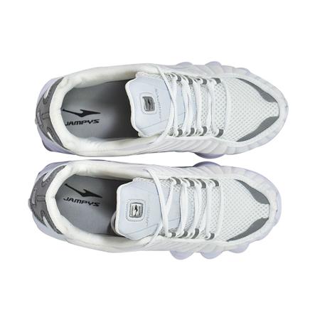 tenis branco 12 mola refletivo masculino e feminino jampys