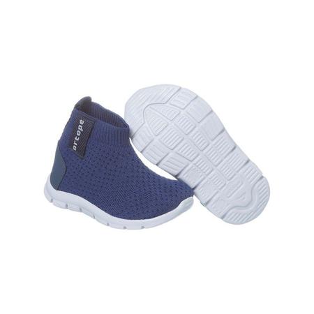 T nis Cano Alto Infantil Masculino Ortop Eva Baby Knit Azul