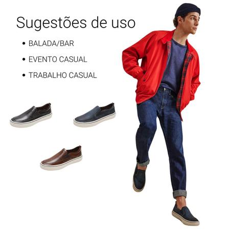 Imagem de Tênis Casual Democrata Denim FENDER 290201 Slip On Iate Lançamento 2023