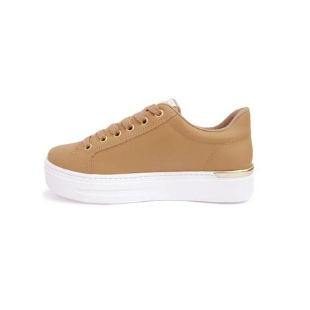 Tenis casual feminino 22 9607 1 via marte 63 amendoa dourado