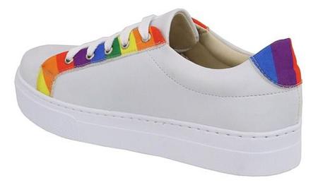 Imagem de Tênis Casual Feminino Branco Detalhe Colorido 086