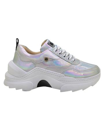 Tênis Chunky Sneaker Holográfico Prata Feminino - Legut Imagem de Tênis Chunky Sneaker Holográfico Prata Feminino - Legut