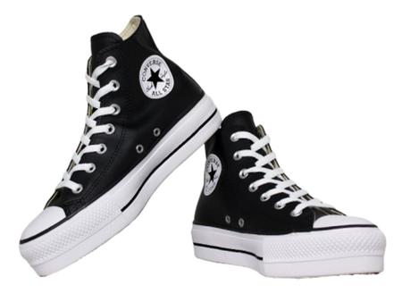 Tênis Converse Chuck Taylor All Star Platform Lift Hi CT0982 Cano Alto  Plataforma Flatform Couro Branco Preto Original em Promoção na Americanas