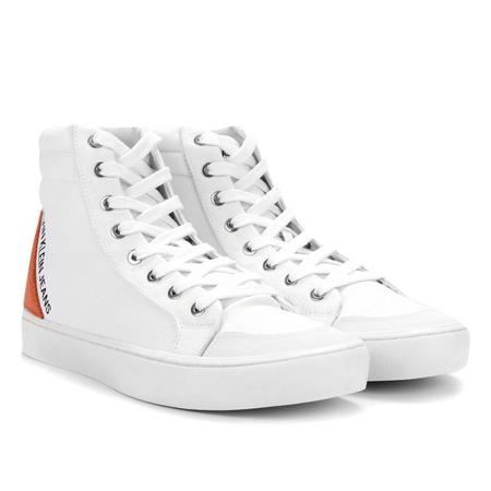 T nis Couro Cano Alto Calvin Klein Recortes Masculino T nis