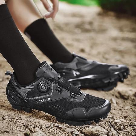 Imagem de Tênis de Ciclismo de Malha Unissex SPD - Sapatos MTB com Trava Automática