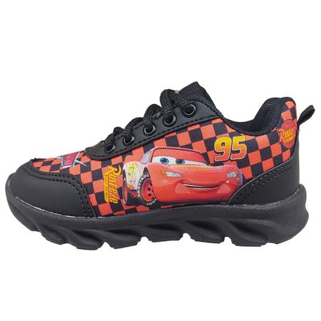 Imagem de Tênis de Led Infantil Luzinha Masculino Carros Mcqueen Preto