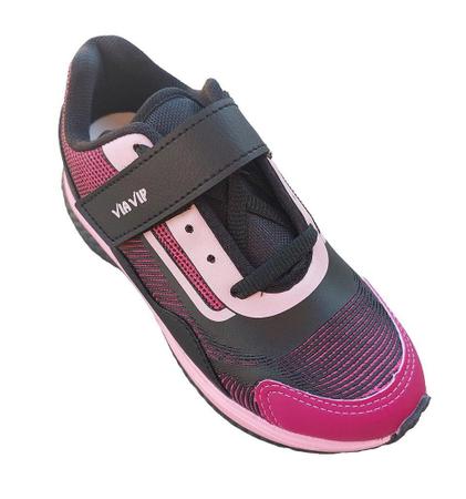 Imagem de Tenis Escolar De menina Infantil Via Vip PRETO/PINK