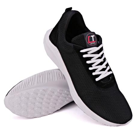 Tenis Esportivo De Corrida Masculino Preto Com Sola Branca 2HGS