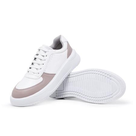 Imagem de Tênis Feminino Branco Retrô Casual Sneaker Clássico Confortável