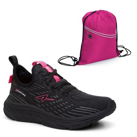 Imagem de Tênis Feminino Caminhada Academia Corrida Treinos + Mochila Saco Cordão Ubuntu