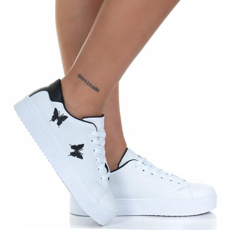 Tenis Feminino Casual Branco Borboleta Estilo Shoes T nis