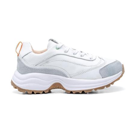 Imagem de Tênis Feminino Casual Couro Sneaker Recortes Cano Curto