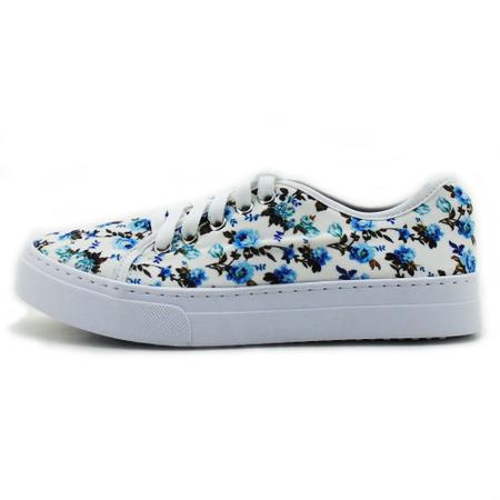 Imagem de Tênis Feminino Casual Floral Estampado Flores Branco 230