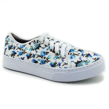 Imagem de Tênis Feminino Casual Floral Estampado Flores Branco 230