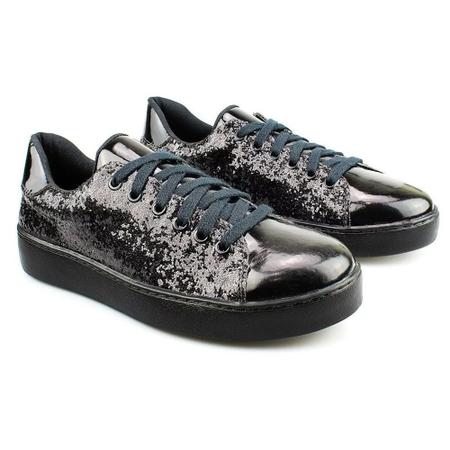 Casual Tênis DAFITI SHOES Glitter Preto - Compre Agora