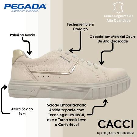 Imagem de Tenis Feminino Conforto Casual em Couro Pegada