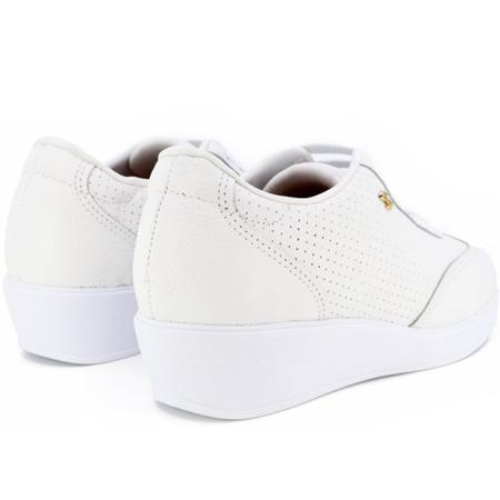 T nis Feminino Couro Usaflex Anabela Confort Branco El stico