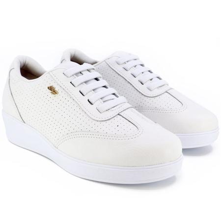 T nis Feminino Couro Usaflex Anabela Confort Branco El stico
