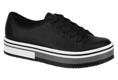 T nis feminino Flatform Beira Rio Conforto Preto Napa 4194.902