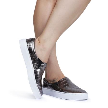 Tenis Feminino Slip On Prata Leve Tradicional E Confort vel