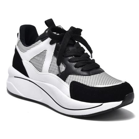 T nis Feminino Sneaker Via Marte Easy Branco Preto Prata 22 2701