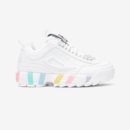 Tenis fila disruptor ii stripe white cotton candy dream blue