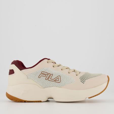 T nis Fila Extra Jog Bege e Vinho T nis Esportivo Magazine Luiza