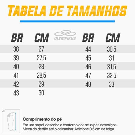 Tabela tamanho tenis best sale fila