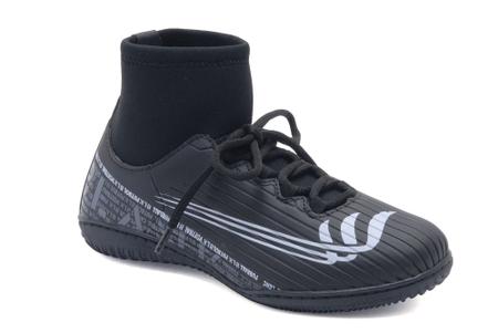 Tenis Futsal Preto Cano Alto Blank Solado Costurado e