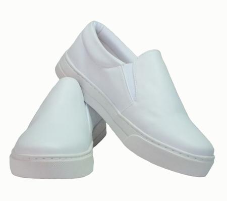 Imagem de Tênis Iate Unissex Sapato Branco Calce Fácil Enfermagem Esteticista
