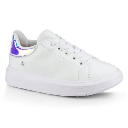 Tênis Infantil Bibi Glam Couro Branco Holográfico 1109018 Imagem de Tênis Infantil Bibi Glam Couro Branco Holográfico 1109018
