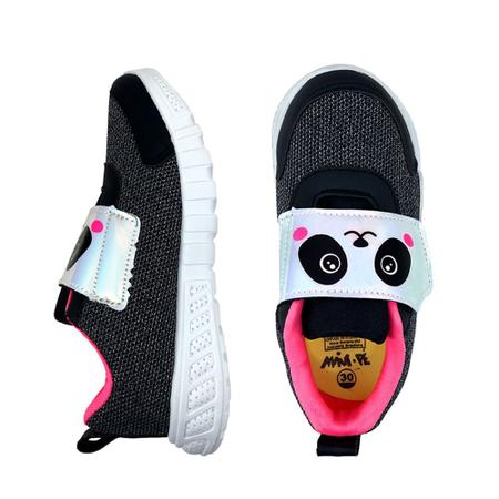 T nis Infantil Feminino Luzes LED Desenho Panda Top AS328 MINI