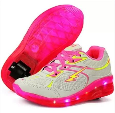 Tenis infantil com store rodinha e led