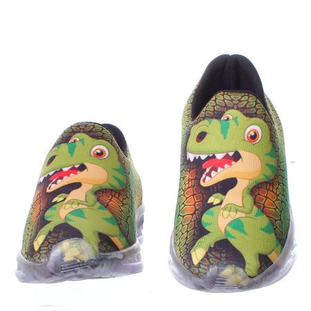 Tenis Luz Led Dinossauro T Rex Calce Fácil Infantil Menino